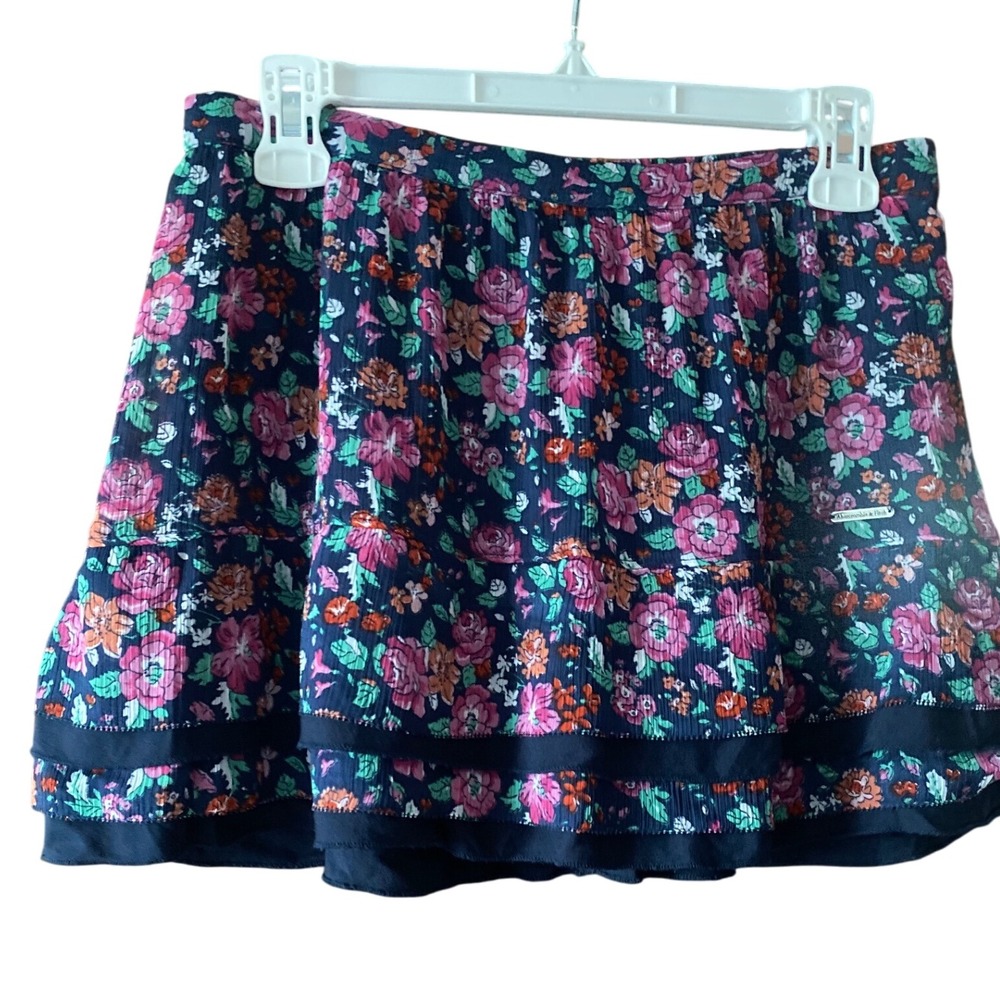 Abercrombie & Fitch Floral Mini Skirt Tiered Ruffle Hem‎ Size S